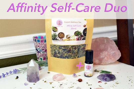 Affinity Herbal Tea + Custom Essential Oil COMBO, 8oz tea, 10ml oil Deeply Rooted Yoga + Wellness
