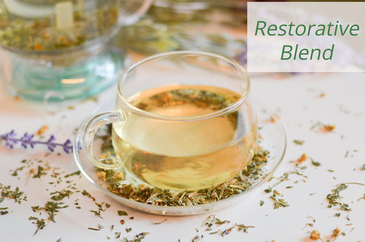 Calming Restorative Blend Organic Herbal Tea, Caffeine-free Deeply Rooted Yoga + Wellness