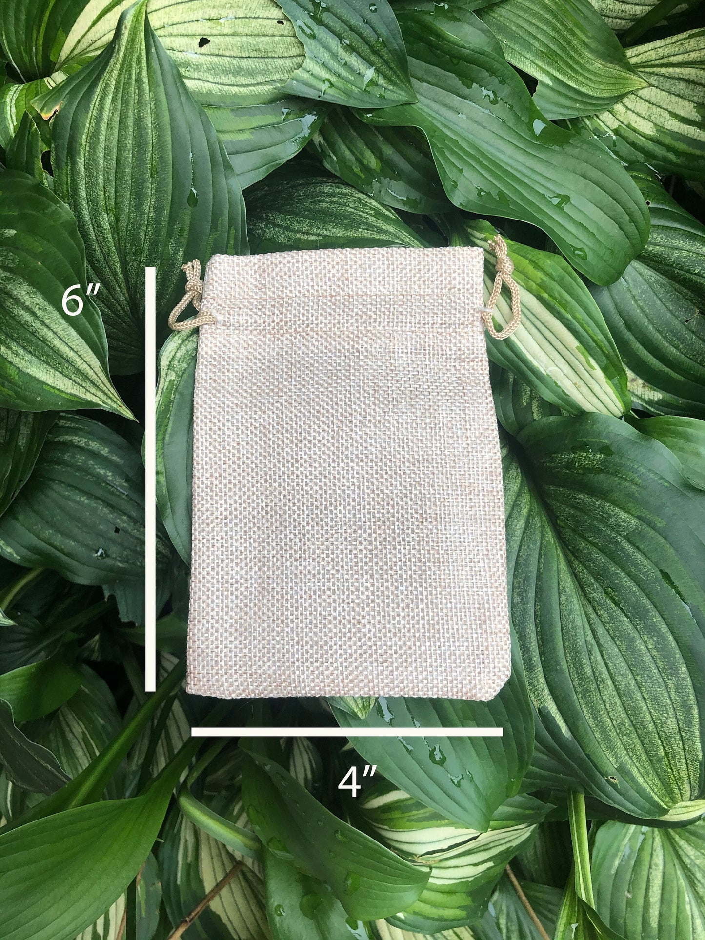 Soft Burlap Bag for Herbal Bath Salts / Bath Tea 4x6 drawstring bag Deeply Rooted Yoga + Wellness