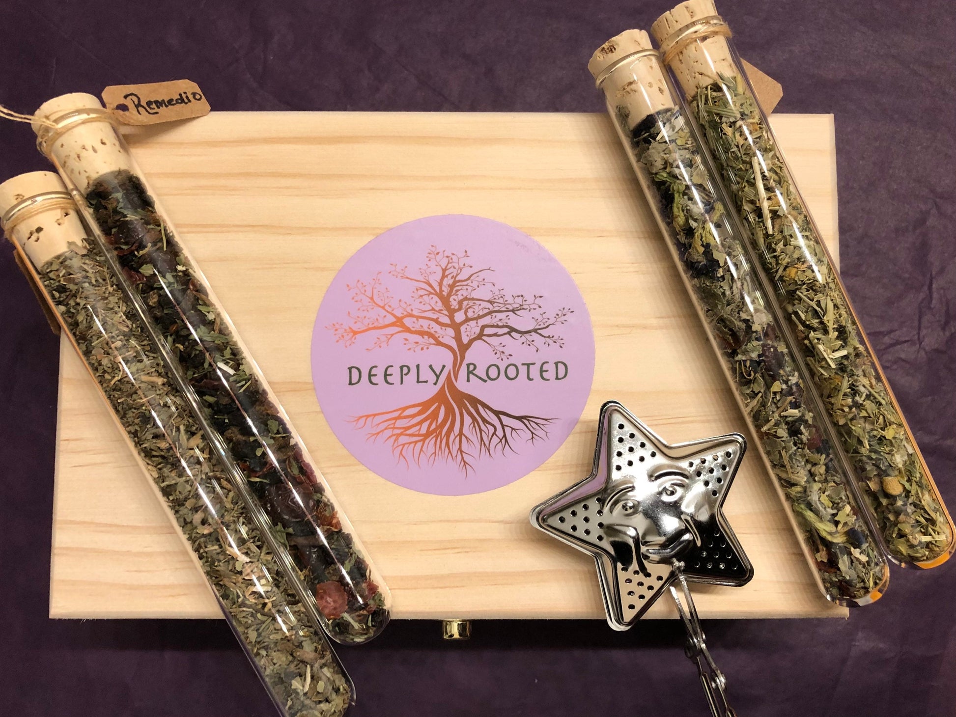 Herbal Tea Sampler, 4 Loose Leaf Teas, Custom Selection Deeply Rooted Yoga + Wellness
