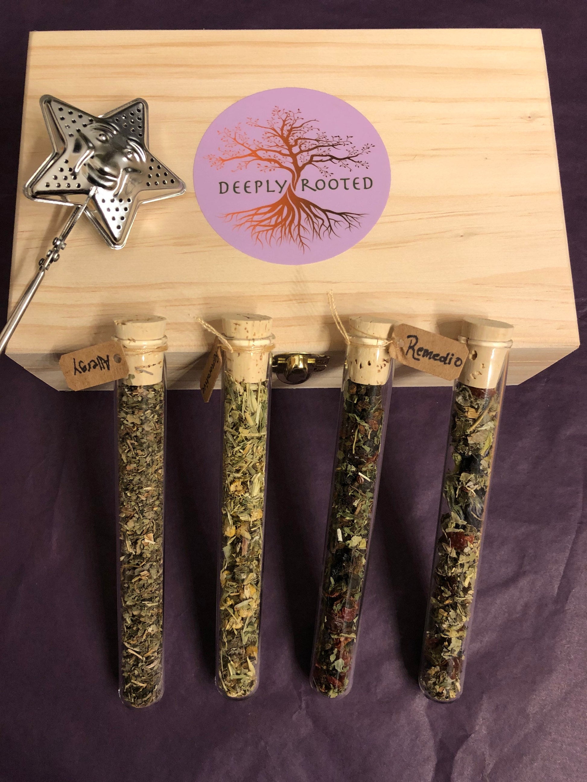 Herbal Tea Sampler, 4 Loose Leaf Teas, Custom Selection Deeply Rooted Yoga + Wellness