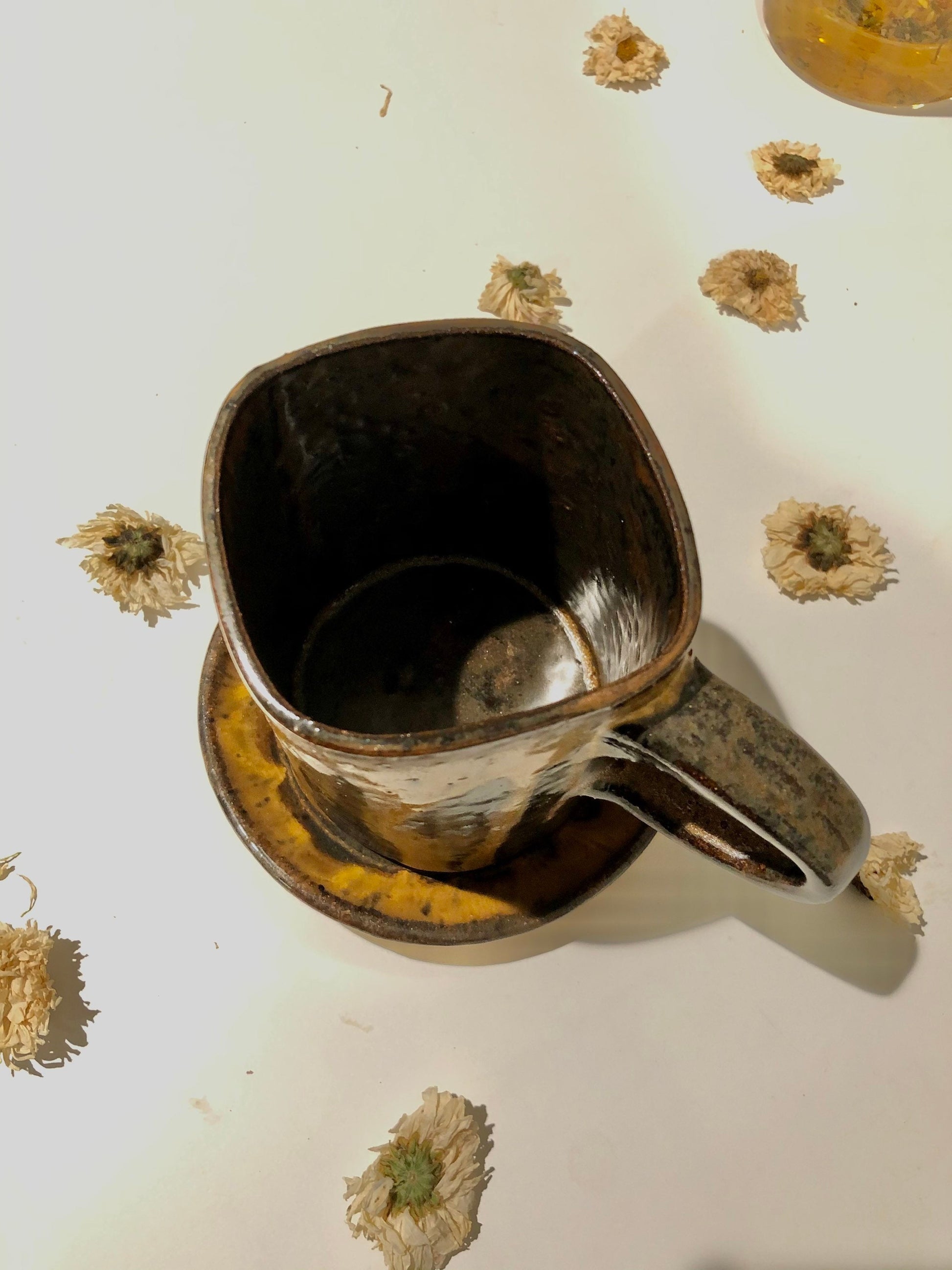 Molten Handmade Mug + Saucer Set by Tiffany Stephens Art Deeply Rooted Yoga + Wellness