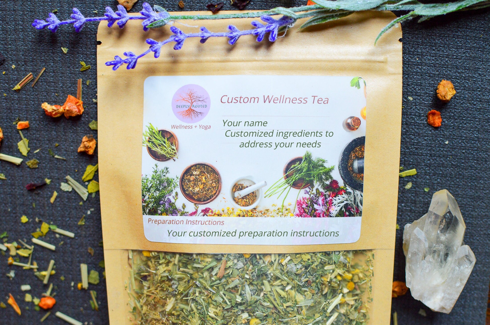 Custom Organic Herbal Tea + Consultation Deeply Rooted Yoga + Wellness