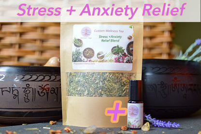 Stress + Anxiety Relief Combo w/ Organic Herbal Tea + Essential Oil