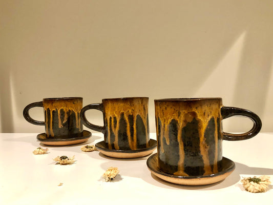 Molten Handmade Mug + Saucer Set by Tiffany Stephens Art